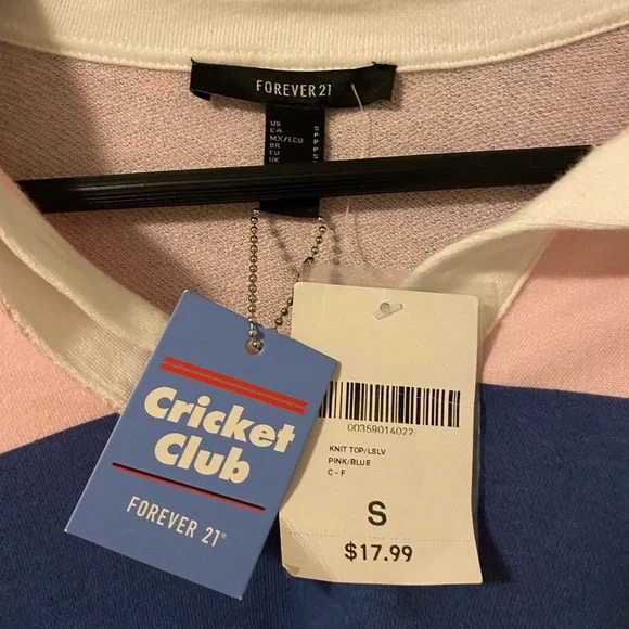 NEVER WORN! Striped Pink and Blue Long Sleeve Top - Picture 3 of 5